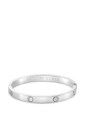 Philipp Plein logo-detail cuff bracelet - Silver