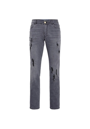 Billionaire distressed straight-cut jeans - Grey