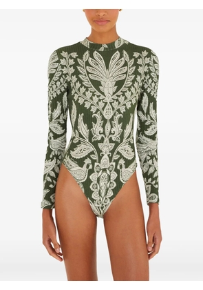 FARM Rio long-sleeve printed bodysuit - Green