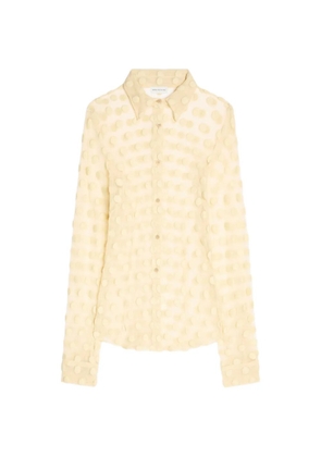 DRIES VAN NOTEN fitted mesh cotton shirt - Neutrals