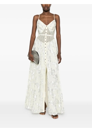 Self-Portrait metallic floral-pattern maxi dress - Neutrals