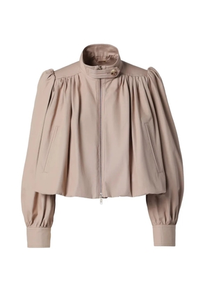 Chloé gathered puff-sleeve jacket - Neutrals