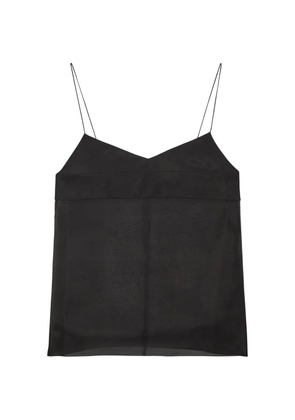 VORANIDA semi-sheer V-neck top - Black