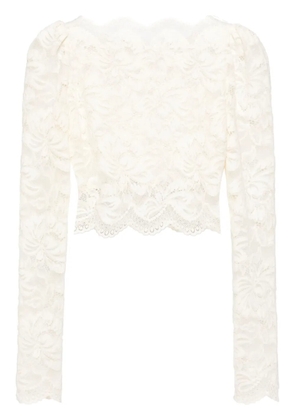 Rabanne cropped lace blouse - Neutrals