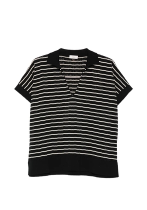 Agnona striped V-neck T-shirt - Black
