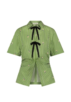 Lela Rose embroidered bow-front top - Green