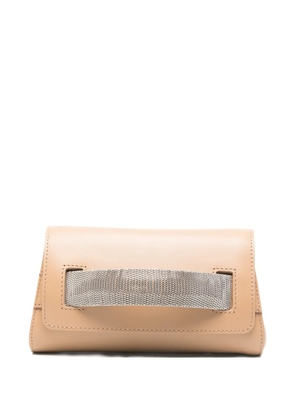 Orciani Alba leather clutch bag - Neutrals