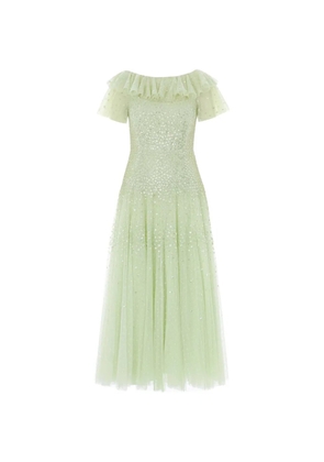 Needle & Thread ruffled sequin-embellished gown - Green