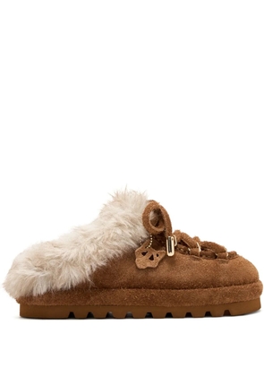NAKED WOLFE Harlow suede slippers - Brown