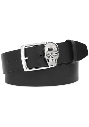 Philipp Plein skull-buckle leather belt - Black