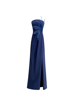 Gemy Maalouf feather-detail draped maxi dress - Blue