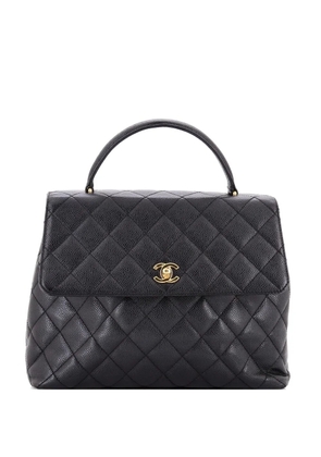 CHANEL Pre-Owned Classic Top Handle Flap Bag Quilted Caviar Jumbo satchel - Black