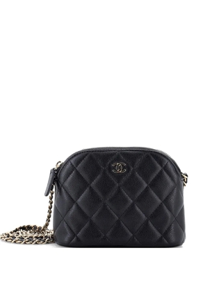 CHANEL Pre-Owned CC Dome Zip Clutch with Chain Quilted Caviar Mini crossbody bag - Black