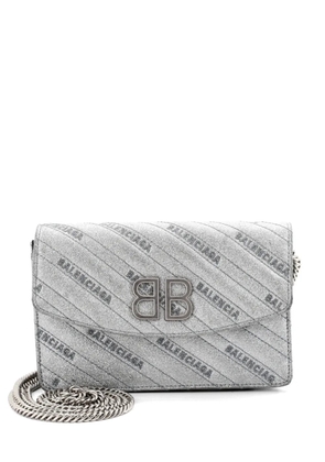 Balenciaga Pre-Owned BB Chain Wallet Quilted Embroidered Glitter crossbody bag - Silver