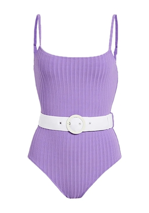 Solid & Striped The Nina ribbed belted swimsuit - Purple