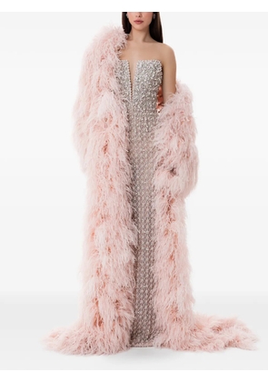 Dina Melwani crystal hand-embroidered feather cape - Pink