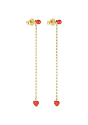 Design letters heart chain earrings - Gold