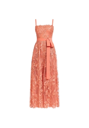 Elie Saab lace-embroidered tulle dress - Orange
