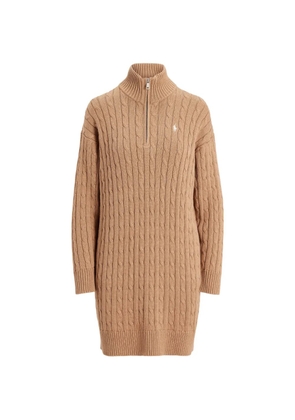 Polo Ralph Lauren cable-knit zipped mini dress - Neutrals