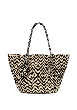 Hoss Intropia woven flower charm satchel - Black