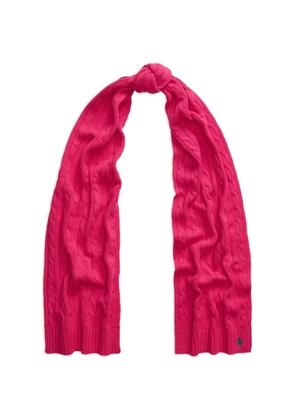 Polo Ralph Lauren cable-knit embroidered-logo scarf - Pink