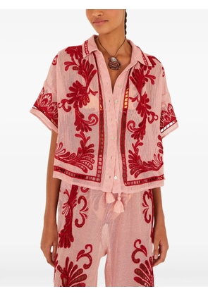 FARM Rio embroidered button-up shirt - Pink