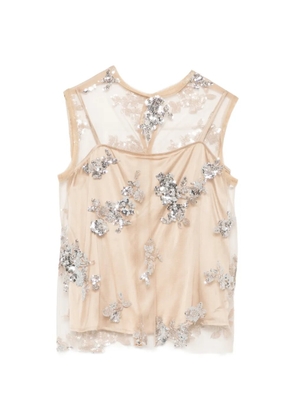 Ottod'Ame floral-sequin blouse - Neutrals