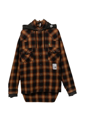 Maison MIHARA YASUHIRO hooded checked shirt - Brown