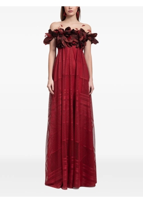 Gemy Maalouf off-shoulder flower-detail maxi dress - Red