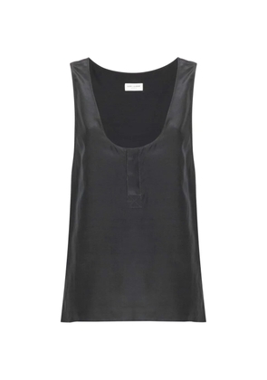 Saint Laurent Henley scoop-neck top - Grey