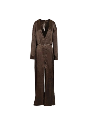 Rick Owens long-sleeved V-neck jumpsuit - Brown