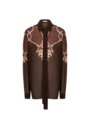 Elie Saab printed chiffon shirt - Brown