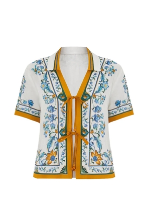 FARM Rio Flora tile-pattern blouse - White