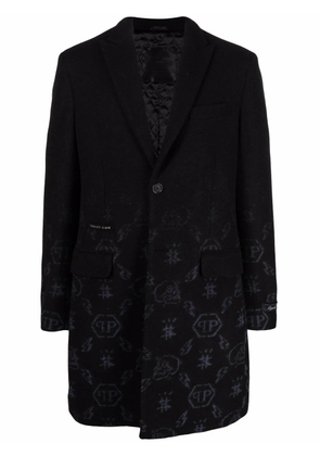 Philipp Plein monogram jacquard coat - Black