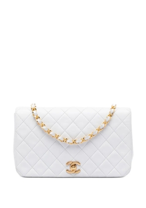 CHANEL Pre-Owned 1989-1991 CC Quilted Lambskin Full Single Flap crossbody bag - White