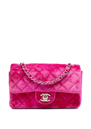 CHANEL Pre-Owned 2015-2016 Mini Rectangular Classic Velvet Single Flap crossbody bag - Pink