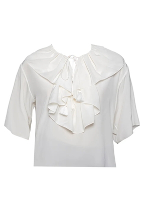 Chloé Pre-Owned ruffled silk blouse - White
