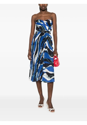 Elisabetta Franchi chain-print pleated dress - Blue