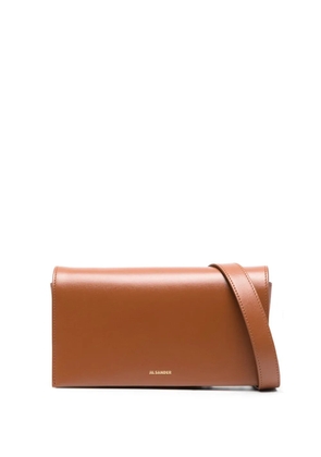 Jil Sander logo-print leather shoulder bag - Brown