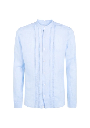 Tintoria Mattei pintuck-detail band-collar shirt - Blue
