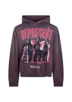 Represent graphic-print cotton hoodie - Black