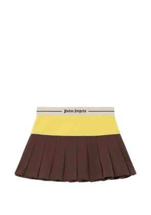 Palm Angels logo pleated mini skirt - Brown