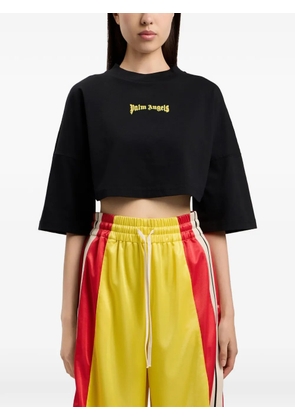 Palm Angels logo-print cropped T-shirt - Black