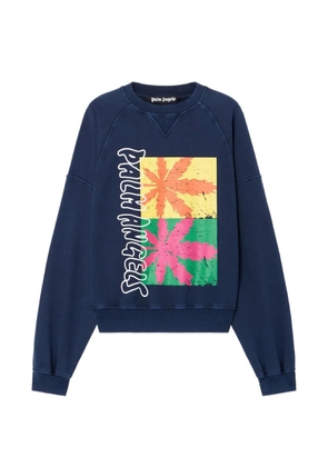 Palm Angels palm-leaf-print sweatshirt - Blue
