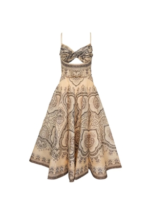 ZIMMERMANN Luna twist-detail paisley-print midi dress - Neutrals