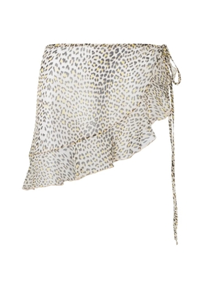 Roberto Cavalli ruffled animal-print skirt - White