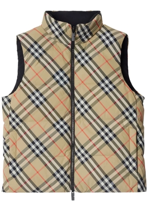 Burberry check-print reversible puffer gilet - Neutrals