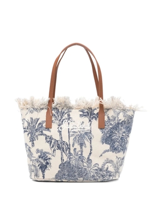 MC2 Saint Barth jungle-print frayed tote bag - Neutrals