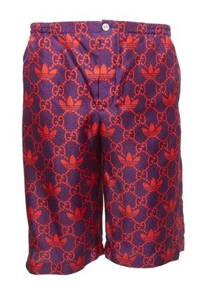 Gucci Pre-Owned x Adidas logo silk shorts - Red