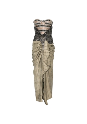 Antonio Marras striped floral midi dress - Neutrals